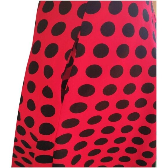 Women Red Boatneck Cap Sleeve Vintage Swing Cocktail Party Dress with Pockets - Picture 5 of 8